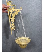 Vtg Homco Beige Yellow Wicker Style Hanging Planter Basket Ornate Wall B... - $487.98 MXN