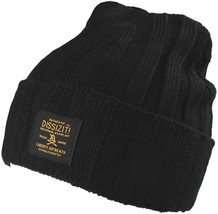 Dissizit! Black Knit Skull Cap Acrylic Winter Snowboarding Beanie Hat - £8.21 GBP