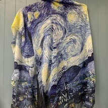 Alessandro Scarf Starry Night Florence Italy Designer Semi Sheer Blue 62”x 34” - £19.77 GBP