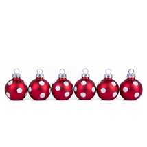 Glass Christmas Ornaments Small Glass Bauble Ornaments, Red Polka Dot SE... - $31.99