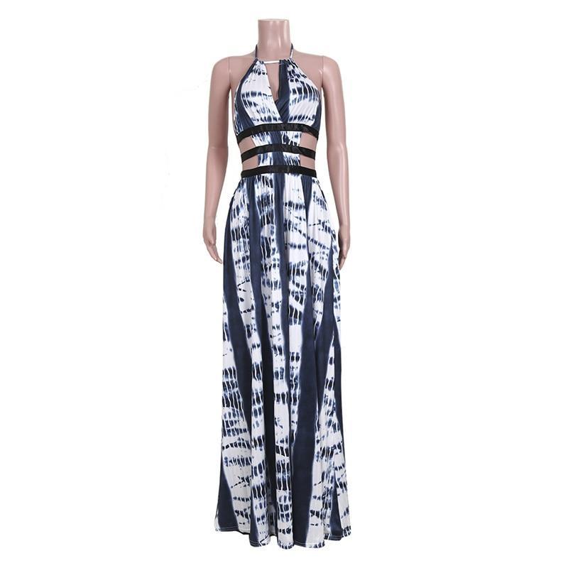 Backless Sleeveless Irregular Print Maxi Dress Item image 5