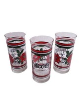 Vintage Whataburger Coca-Cola Christmas Poinsetta 14 Oz Glass Tumblers -Set of 3 - £14.72 GBP