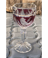 Bohemian Stemmed Bird EAPG Ruby Cranberry Flash To Clear Water Wine Sm G... - $24.75