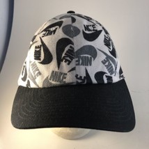 Nike Hat Heritage 86 Swoosh Logo All Over Print Cap Black White Relaxed Fit - £15.78 GBP