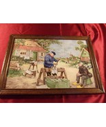 Signed Vintage J C Van Hunnik 6 Ceramic Tiles Dutch Wooden Shoe Maker 19... - $258.12