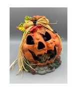 Vtg Ceramic Pumpkin Halloween Decoration Lighted Jack O Lantern Electric - $457.05 MXN