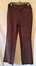 St Johns Bay Womens Sz 6 Brown Pin Striped Casual Pants 28&quot; Waist  - £7.07 GBP