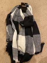 Mixit Women Black White Plaid Print Acrylic Scarf Oblong  - New With Tags - £6.14 GBP