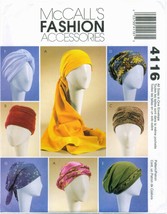 McCalls 4116 Headwrap Turban Fashion Accessories Hat Head Scarf pattern UNCUT FF - £20.56 GBP