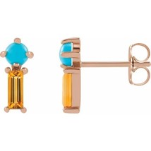 14k Rose Gold Turquoise and Citrine Earrings - £294.96 GBP
