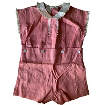 Vintage 1940s Childs Peach Pink Romper Shorts Lace Trim &amp; Buttons 2 Piece - $696.41 MXN