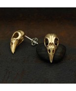 Bronze Raven Skull Post Earrings 21x11mm - $721.98 MXN