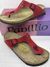Papillio Gizeh Birkenstock Thong Sandals Suede Red Crystal Heart EU 38 US 7.5 - £80.98 GBP