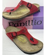 Papillio Gizeh Birkenstock Thong Sandals Suede Red Crystal Heart EU 38 U... - £80.62 GBP