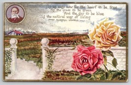 Greeting Old Poem Poet James Russell Lowell Green Grass Blue Sky  Postcard I29 - £8.92 GBP