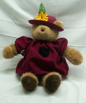 Vintage Gund 1985 Teddy Bear In Gingham Dress 15&quot; Plush Stuffed Animal Toy - £27.22 GBP