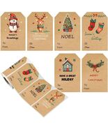 Christmas Gift Tags Stickers 2x3in Kraft Color 6 Designs Self Adhesive - $62.50 MXN