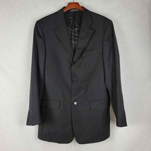 Bachrach Mens Jacket Size 40L Black 100% Wool Three Button Striped Made ... - £25.45 GBP