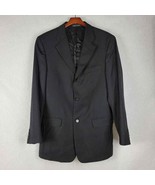 Bachrach Mens Jacket Size 40L Black 100% Wool Three Button Striped Made ... - $32.38