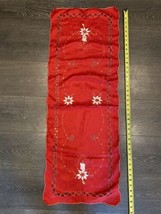 Vintage 1960’s Christmas Reindeer Candlelight Embroidery Cut Work Table Runner - £18.04 GBP