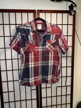 Levi&#39;s Pearl Snap Plaid Western Short Sleeve Shirt Mens Size Large vintage - £9.55 GBP