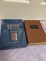 Niv Grace Truth Study Bible Large Print Brown Leather Soft Red Letter - £30.17 GBP