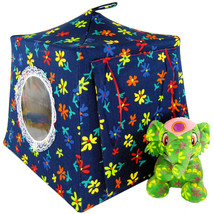 Navy Blue Tent, 2 Sleeping Bags, Flower Print for Dolls, Stuffed Animals - £19.94 GBP