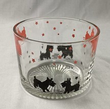 Vintage Scotty Terrier Dog Glass Stars Black Red Ice Bucket Snack Bowl - $17.72