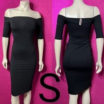 Black Off Shoulder Seamless Midi Dress~Size S - £16.49 GBP