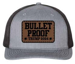 Trump Bulletproof Trump 2024 Leather Badge Hat - Richardson 112 Heather/Black - £19.97 GBP