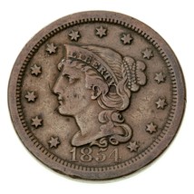 1854 1C Large Cent in Very Fine VF Condition, All Brown Color, Nice Detail - £32.44 GBP