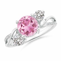 ANGARA Pink Tourmaline and Diamond Twisted Vine Ring for Women in 14K Solid Gold - £1,223.27 GBP