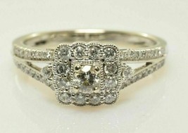 Vintage 2.10Ct Round Cut Diamond Halo Engagement Ring 14k White Gold in Size 8 - £218.03 GBP