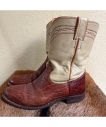 Justin Boots Men&#39;s 8 D Style 3492 Cream Brown Leather Western Pull On Co... - $1,126.06 MXN