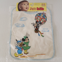 New Vintage 1972 Baby Bib Plastic &amp; Terry Disney Mickey Minnie Donald Gl... - $19.65