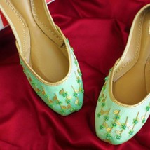 Spring Nostalgia - Mint Green Floral Embellished Ballet Flat Shoes Green Jutis G - £94.42 GBP