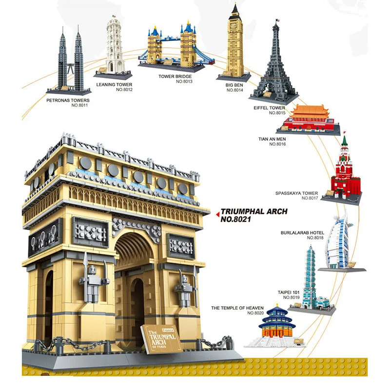 Architecture Model Brick World Famous Building France Arc de Triomphe Ar - £97.30 GBP
