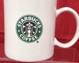Starbucks White Ceramic Coffee 11 oz Mug with SMALL Green Mermaid Logo 2008 - $7.87