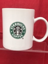 Starbucks White Ceramic Coffee 11 oz Mug with SMALL Green Mermaid Logo 2008 - $7.87