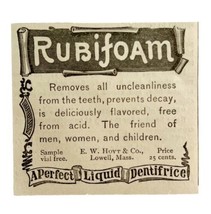 Rubifoam Toothpaste Hoyt And Co 1894 Advertisement Victorian Dental ADBN1ww - £7.81 GBP