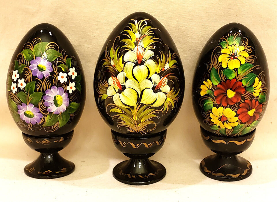 Primary image for Collectible Handmade Painted Easter Eggs Vintage 1975 USSR RUSSIA