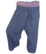 FIS23 darkblue - Yoga Sport Wrap Trousers Fisherman Thailand Cotton pant... - $19.99