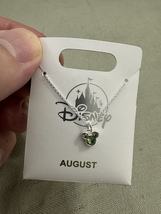 Disney Parks Mickey Mouse Faux Peridot August Birthstone Necklace Silver Color  image 4