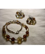 Amber Gold Bead Necklace &amp; Earring Set - $41.62 CAD