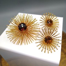 Vintage Sarah Coventry Topaz Atomic Starburst Brooch and Matching Earrings - £59.62 GBP