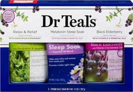 Dr Teal&#39;s Epsom Salt Trio Gift Set (Three 14oz Bags) - Relax &amp; Relief, Melatonin - £27.96 GBP