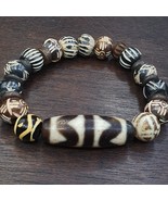Tibetan Dog tooth Dzi Agate, Carnelian Himalayan YAK Bone beaded Bracelet - $126.17 CAD
