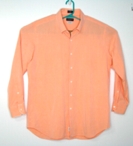 Peter Millar Mens XL Perfect Pinpoint Dress Shirt Peach Button Down Long... - $26.92