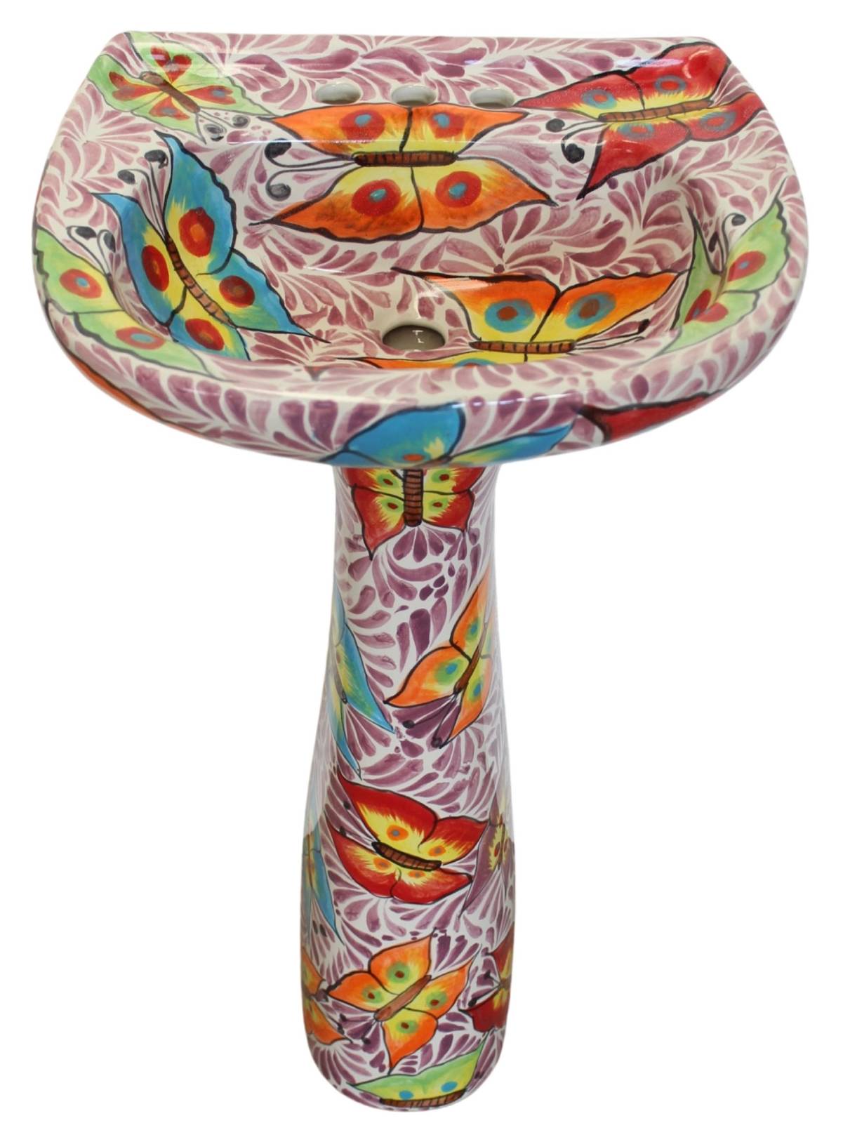 Mexican Talavera Ceramic Toilet Hand Painted  - Mariposas Lila - Item image 6