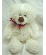Hallmark FUZZY WHITE TEDDY BEAR W/ RED BOW 10&quot; Plush STUFFED ANIMAL Toy - $22.34 CAD